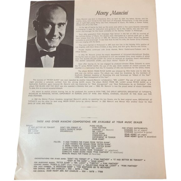 Dear Heart 1964 Sheet Music Henry Mancini Glen Ford Geraldine Page - Picture 6 of 8